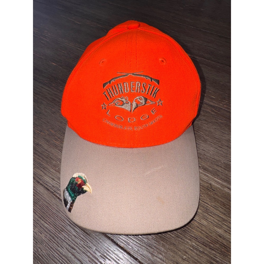 Cap America Thunderstik Lodge Blaze‎ Orange Tan Pheasant Hunting Hat Adjustable